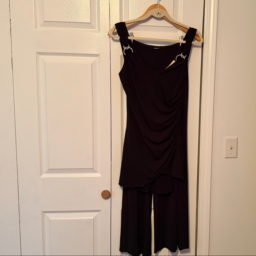 Elegant Black Draped Jumpsuit